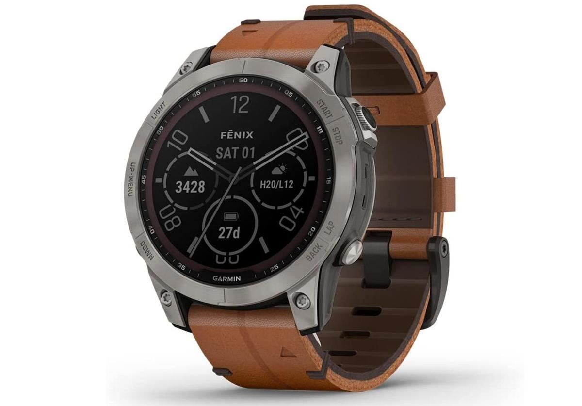 GARMIN fenix 7 Sapphire Dual Power Ti / Chestnut Leather Band