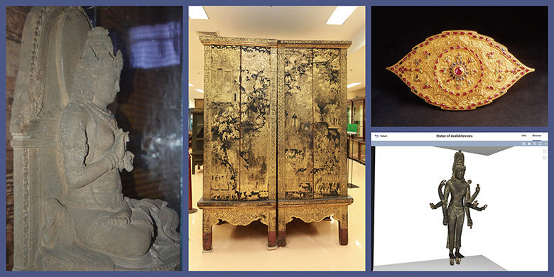 Prajnyaparamita Sculpture（インドネシア国立博物館）、Manuscript cabinet on pig-legged（タイ国立図書館）、BELT BUCKLE（マレーシア博物館局）、Statue of Avalokitesvaraの3Dデータ（マレーシア国立博物館）