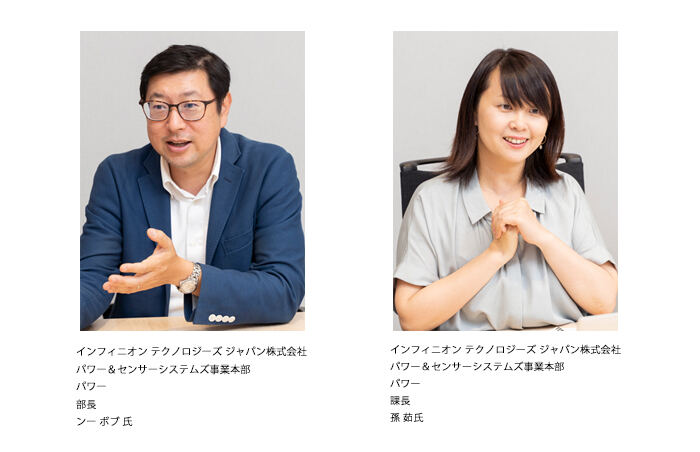 インフィニオンテクノロジーズジャパン株式会社　パワー＆センサーシステムズ事業本部　パワー　部長　ンーボブ氏、同事業部課長　孫 茹氏