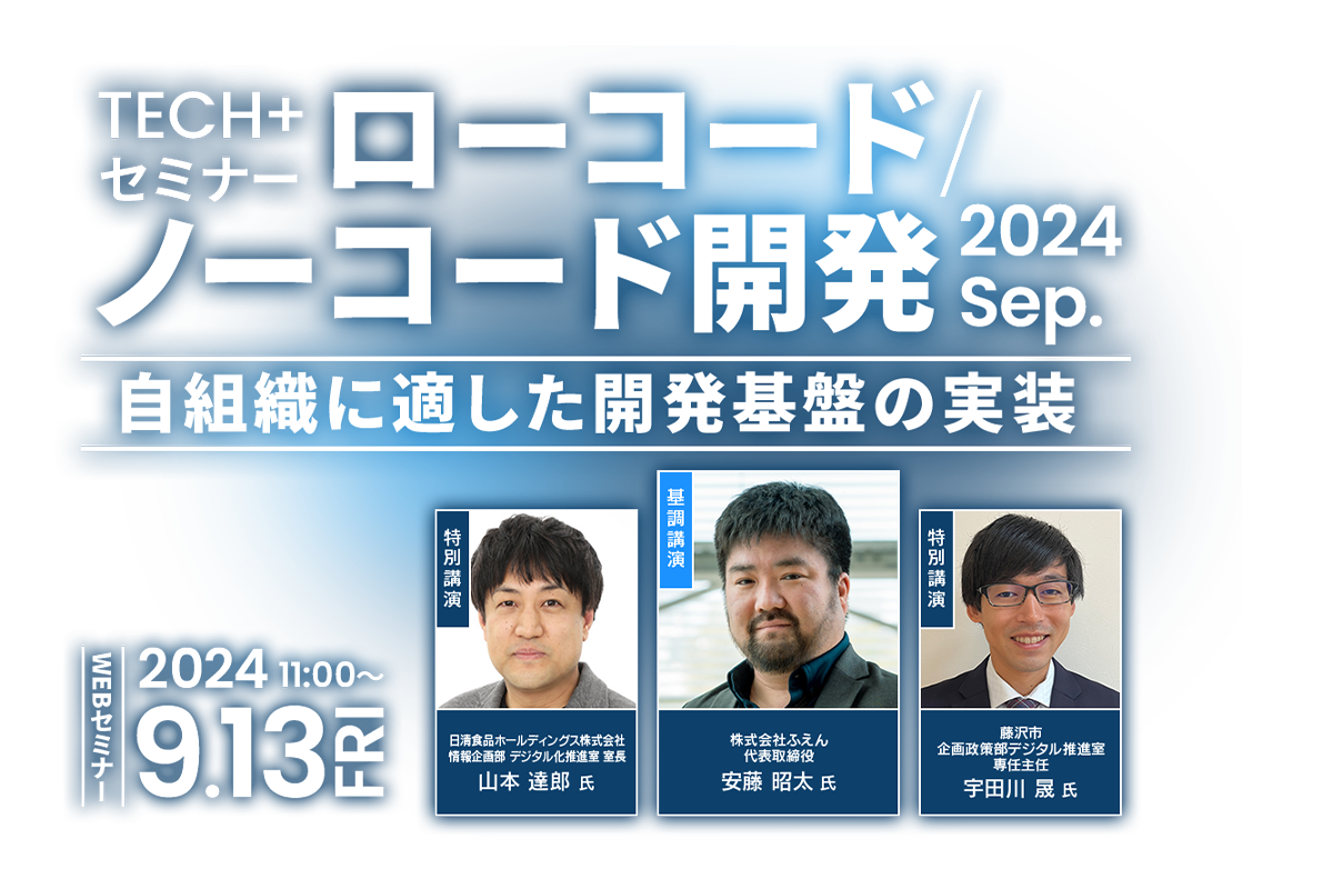 TECH+セミナー –ローコード/ノーコード開発  2024 Sep.自組織に適した開発基盤の実装