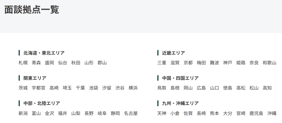 ワークポートの面談拠点一覧