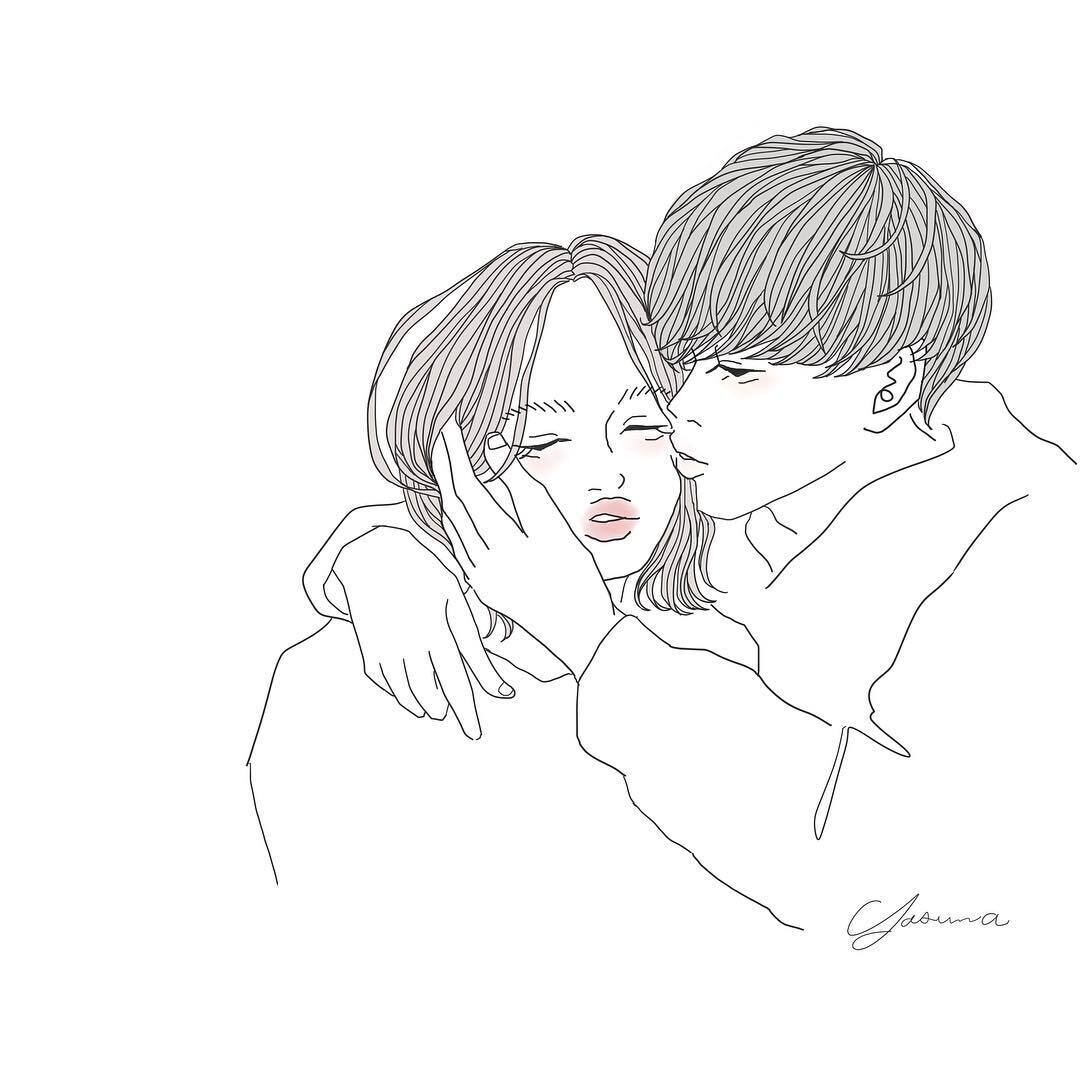 女性のまぶたにキスする男性