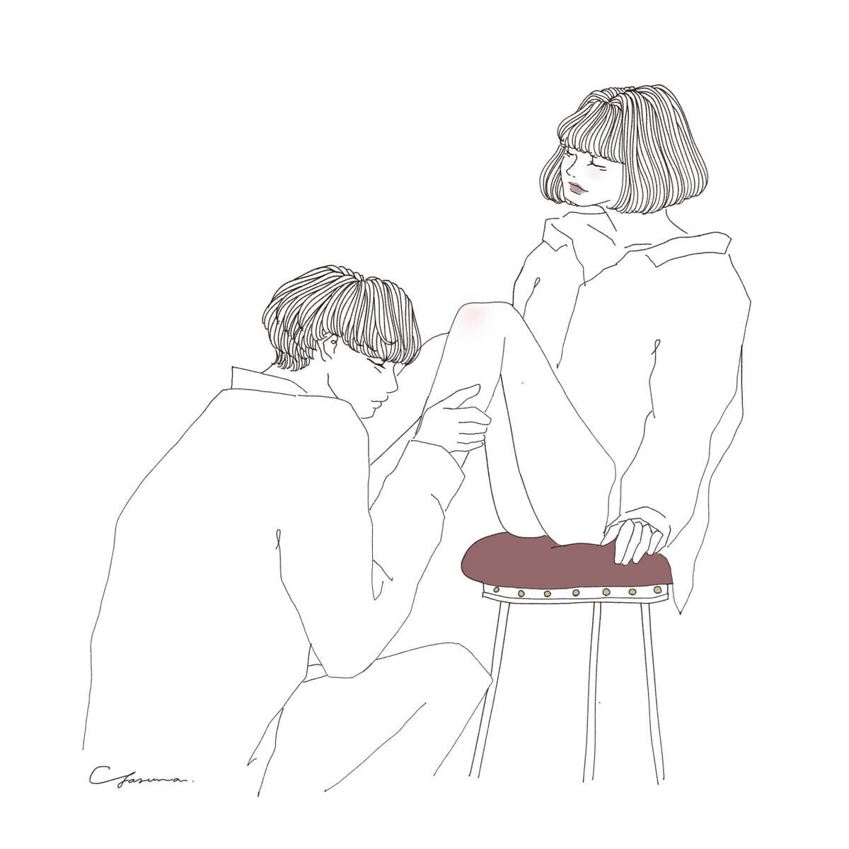 すねにキスする男性