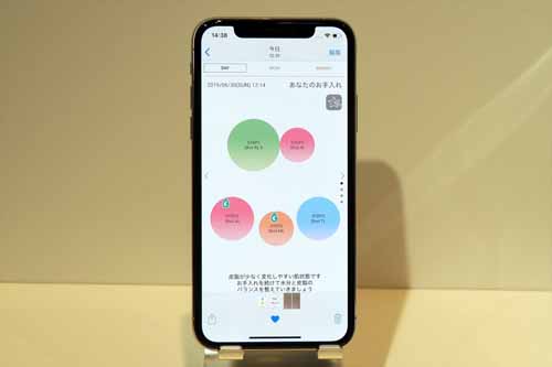 円の大きさと文章で、アプリから抽出された成分量が分かるようになっている