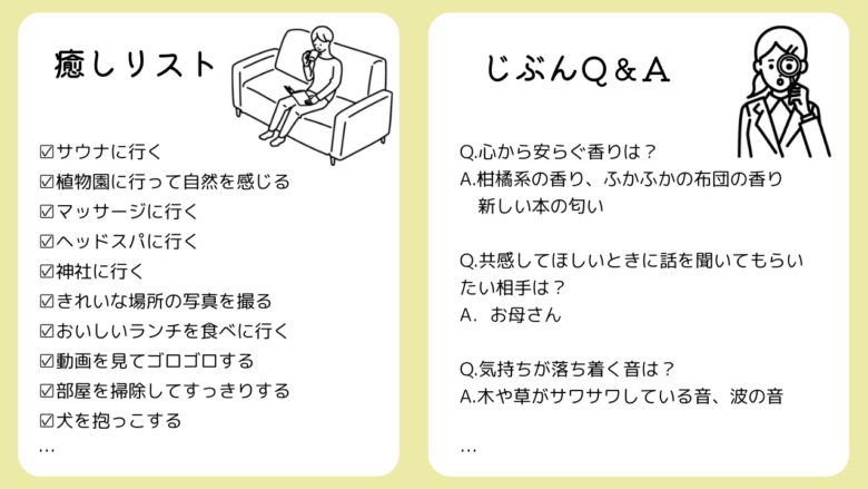 ストレスを癒すためのリスト