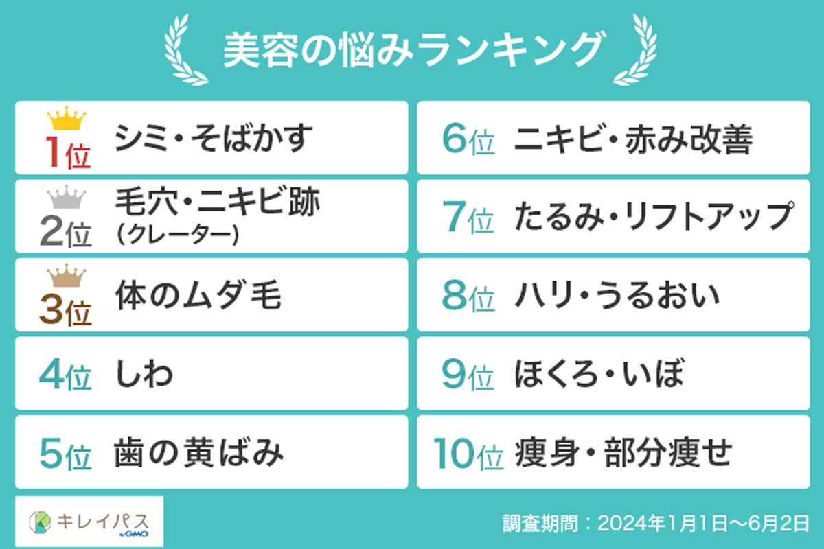 美容の悩みランキング