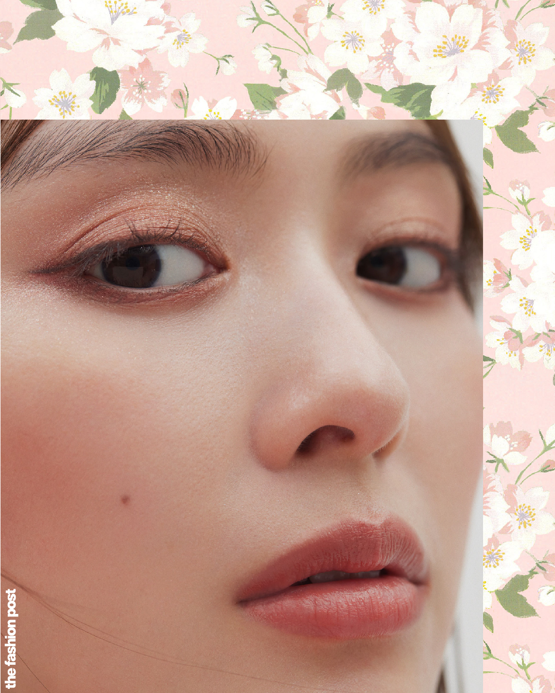 Look 1「桜吹雪のようなパールで彩る印象的な眼差し」