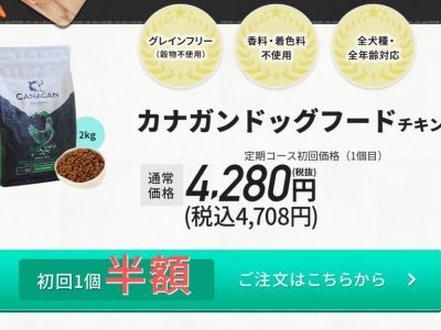 12月版】カナガンドッグフードを初回半額でお試し！最安値キャンペーン