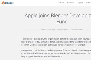 Appleが3DCGソフト『Blender』の開発基金に最高ランク「Patron」として参加