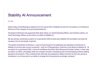 Stable Diffusionの新興AIユニコーン、創業CEOが辞任「非中央集権型AIを追求」